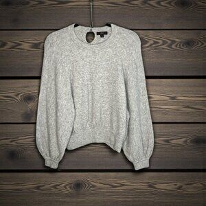 J. Crew Gray Sweater Wool Alpaca Blend Balloon Sleeves Keyhole Back Size Small